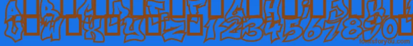 Czcionka NextUps – brązowe czcionki na niebieskim tle