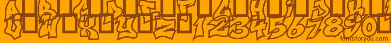 Czcionka NextUps – brązowe czcionki na pomarańczowym tle