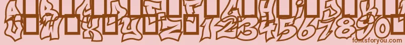 NextUps-Schriftart – Braune Schriften auf rosa Hintergrund