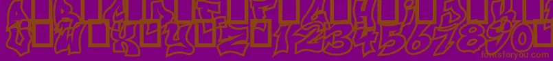 NextUps-Schriftart – Braune Schriften auf violettem Hintergrund