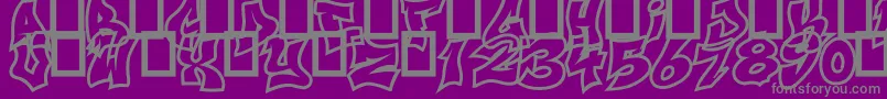 NextUps-fontti – harmaat kirjasimet violetilla taustalla