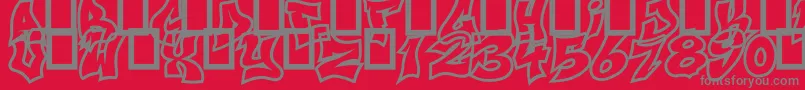 NextUps-fontti – harmaat kirjasimet punaisella taustalla