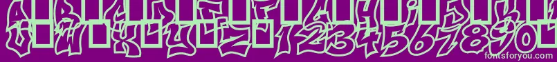 NextUps-Schriftart – Grüne Schriften auf violettem Hintergrund