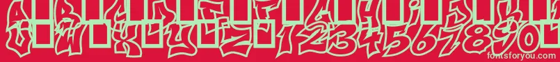NextUps-Schriftart – Grüne Schriften auf rotem Hintergrund