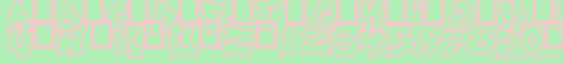 NextUps-fontti – vaaleanpunaiset fontit vihreällä taustalla