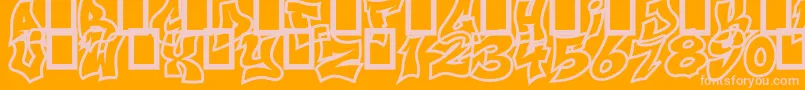 NextUps-Schriftart – Rosa Schriften auf orangefarbenem Hintergrund