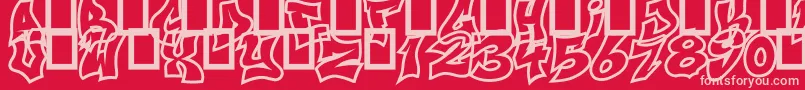 NextUps-fontti – vaaleanpunaiset fontit punaisella taustalla