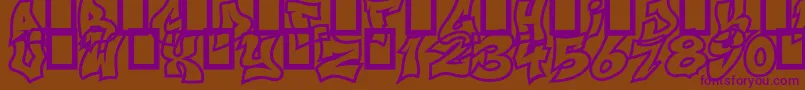 Czcionka NextUps – fioletowe czcionki na brązowym tle