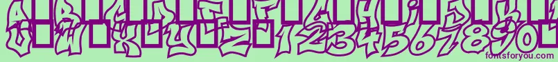 Czcionka NextUps – fioletowe czcionki na zielonym tle