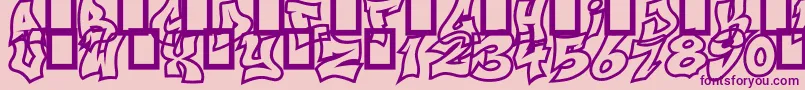 NextUps-fontti – violetit fontit vaaleanpunaisella taustalla
