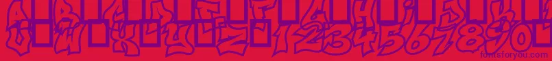 Czcionka NextUps – fioletowe czcionki na czerwonym tle