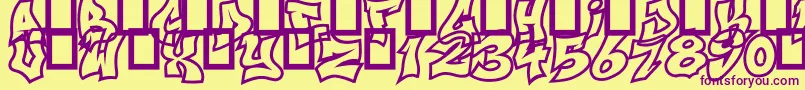 Czcionka NextUps – fioletowe czcionki na żółtym tle
