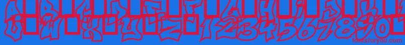NextUps-fontti – punaiset fontit sinisellä taustalla