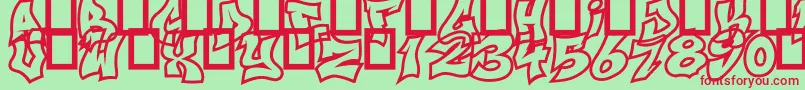 フォントNextUps – 赤い文字の緑の背景