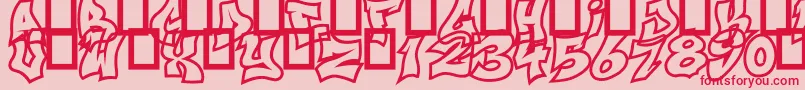 NextUps-fontti – punaiset fontit vaaleanpunaisella taustalla