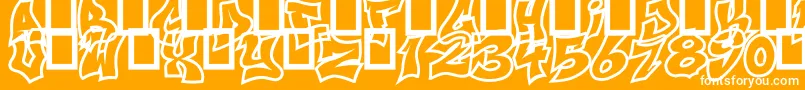 NextUps-Schriftart – Weiße Schriften auf orangefarbenem Hintergrund