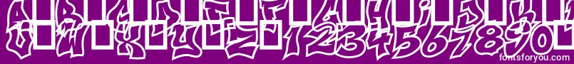NextUps-Schriftart – Weiße Schriften auf violettem Hintergrund