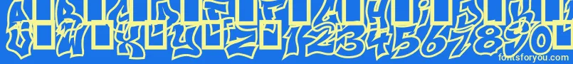 NextUps-fontti – keltaiset fontit sinisellä taustalla