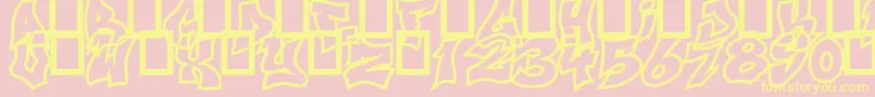 NextUps-Schriftart – Gelbe Schriften auf rosa Hintergrund