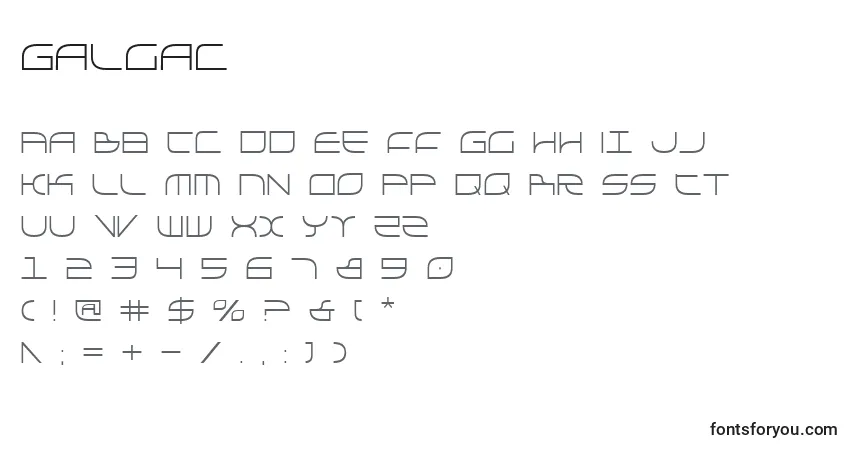 A fonte Galgac – alfabeto, números, caracteres especiais
