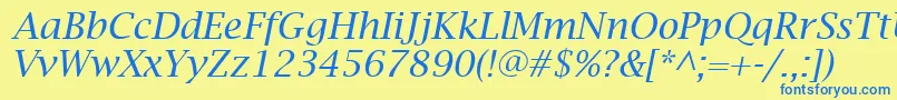 LucidaBrightItalic Font – Blue Fonts on Yellow Background