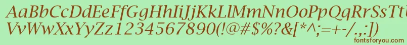 Fonte LucidaBrightItalic – fontes marrons em um fundo verde