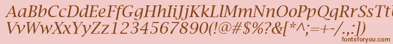 Fonte LucidaBrightItalic – fontes marrons em um fundo rosa