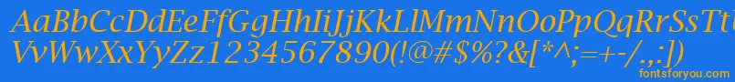 LucidaBrightItalic Font – Orange Fonts on Blue Background