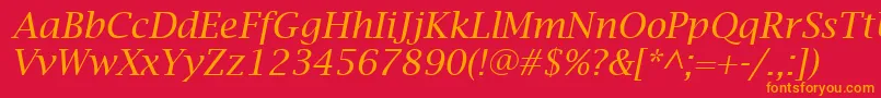 LucidaBrightItalic Font – Orange Fonts on Red Background