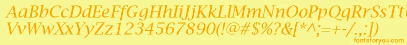 LucidaBrightItalic Font – Orange Fonts on Yellow Background