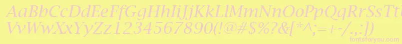 LucidaBrightItalic Font – Pink Fonts on Yellow Background
