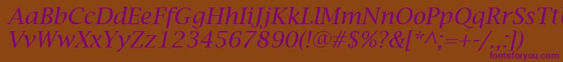 LucidaBrightItalic Font – Purple Fonts on Brown Background