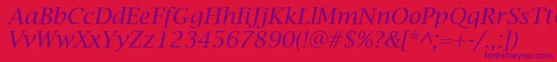 Fonte LucidaBrightItalic – fontes roxas em um fundo vermelho