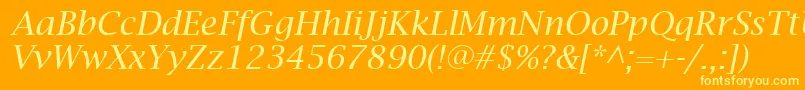LucidaBrightItalic Font – Yellow Fonts on Orange Background
