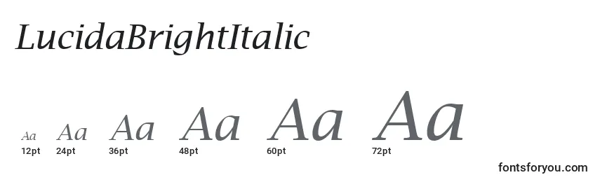 LucidaBrightItalic Font Sizes