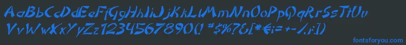 DomoaregatoItalic-Schriftart – Blaue Schriften auf schwarzem Hintergrund