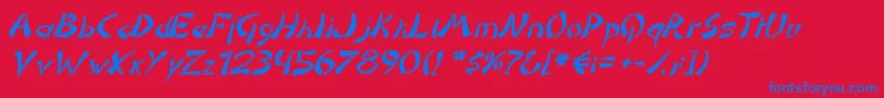 DomoaregatoItalic Font – Blue Fonts on Red Background