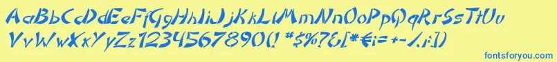 DomoaregatoItalic Font – Blue Fonts on Yellow Background