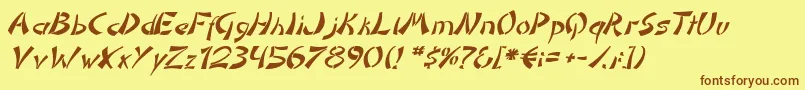 DomoaregatoItalic-Schriftart – Braune Schriften auf gelbem Hintergrund