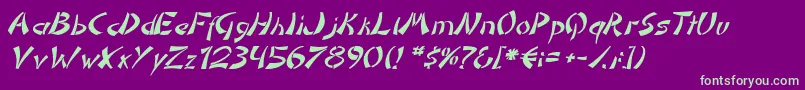 DomoaregatoItalic-Schriftart – Grüne Schriften auf violettem Hintergrund
