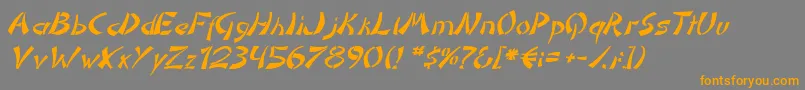 フォントDomoaregatoItalic – オレンジの文字は灰色の背景にあります。