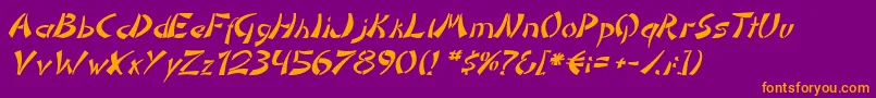 DomoaregatoItalic-Schriftart – Orangefarbene Schriften auf violettem Hintergrund