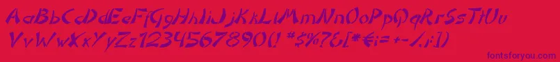 DomoaregatoItalic-Schriftart – Violette Schriften auf rotem Hintergrund