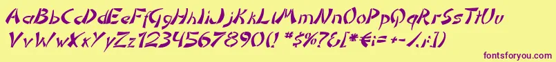 DomoaregatoItalic Font – Purple Fonts on Yellow Background