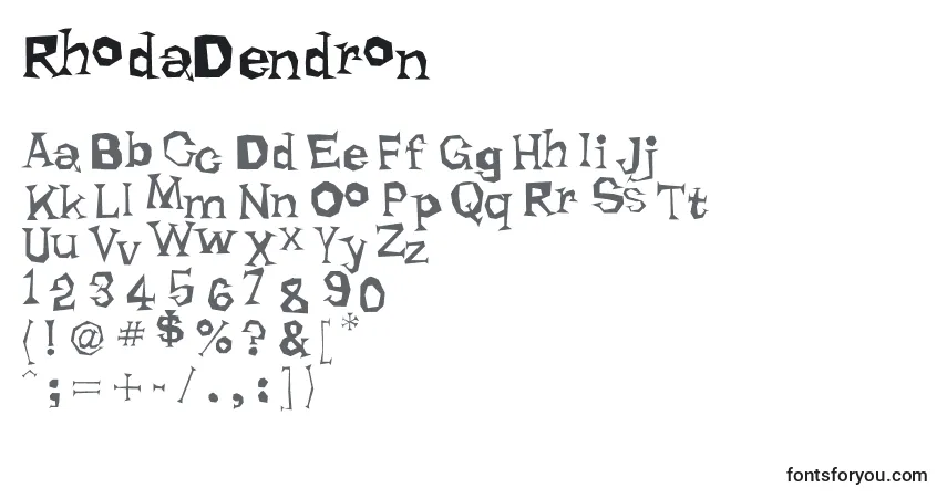 RhodaDendron-fontti – aakkoset, numerot, erikoismerkit