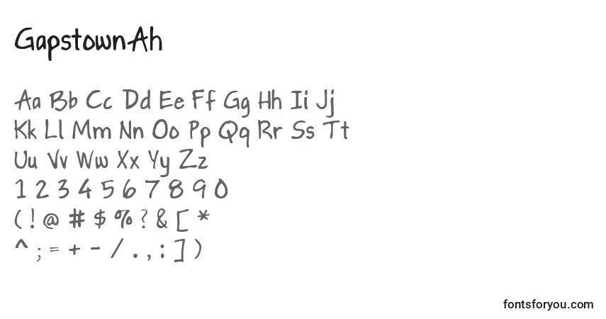 Fuente GapstownAh - alfabeto, números, caracteres especiales