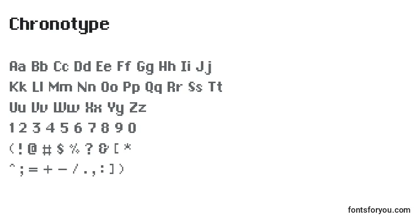 Schriftart Chronotype – Alphabet, Zahlen, spezielle Symbole