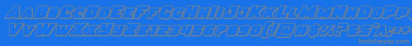 フォントJusticeoutital – 青い背景に灰色の文字