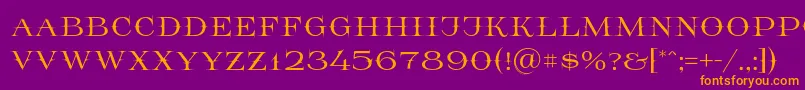 Prida65-Schriftart – Orangefarbene Schriften auf violettem Hintergrund