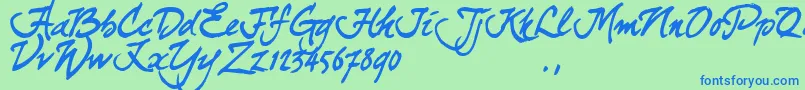 Curjtrial-Schriftart – Blaue Schriften auf grünem Hintergrund